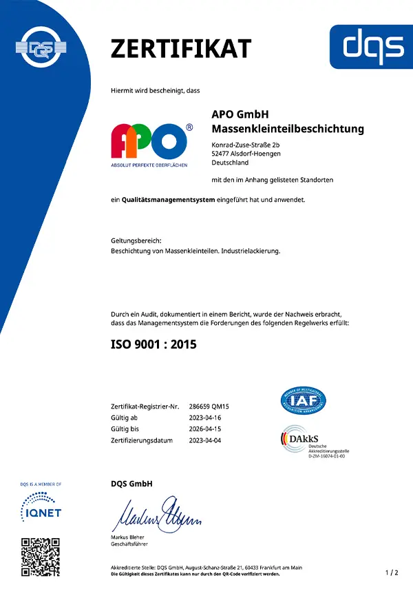 APO ISO 9001 Deutsch